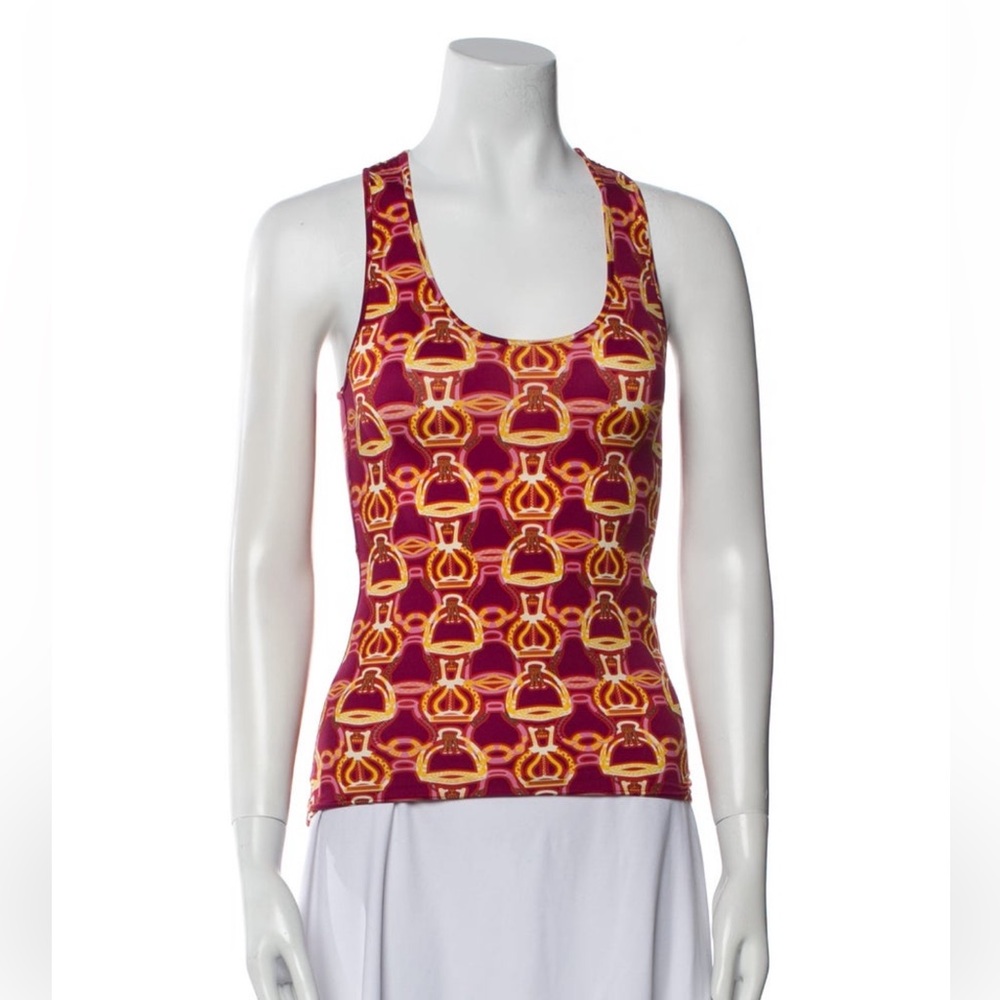 Hermes Printed Scoop Neck Top